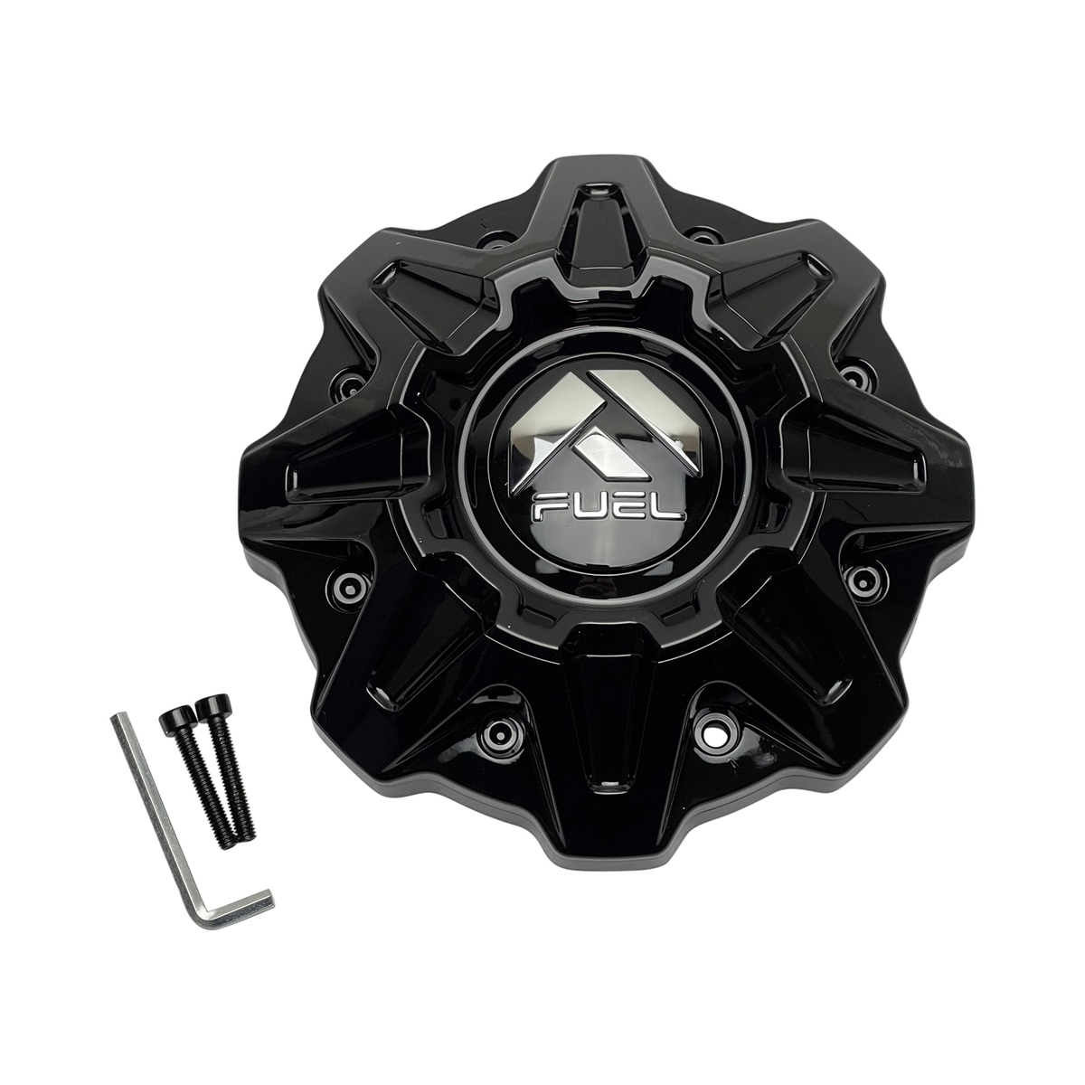 Fuel Gloss Black wheel center cap, part 1007A63GBVKIT5