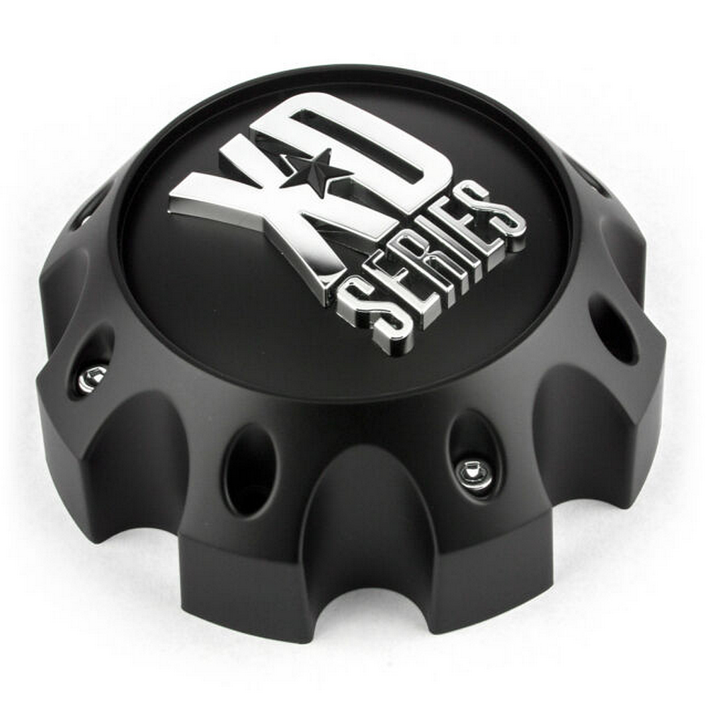 Pre-owned KMC XD Series Matte Black wheel center cap, part 1079L140MB