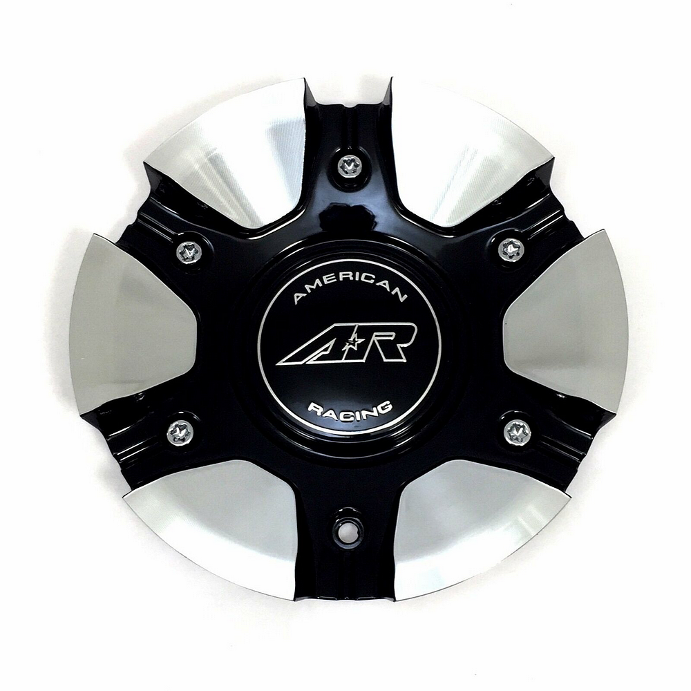 American Racing Black and Machined wheel center cap, part 449L185BAL