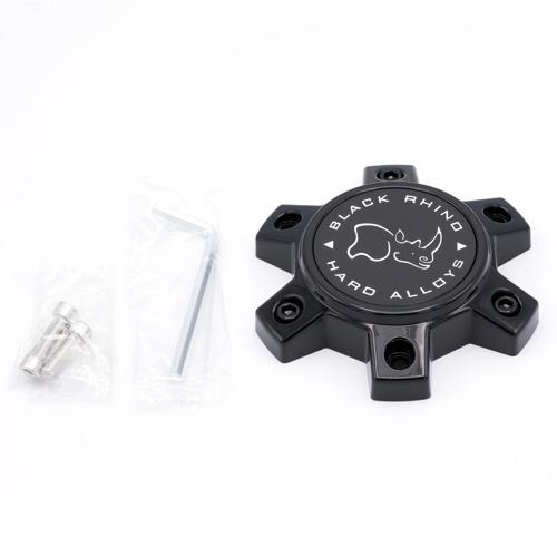 Black Rhino Hard Alloys Gloss Black wheel center cap, part CCBR611420GBFLAT