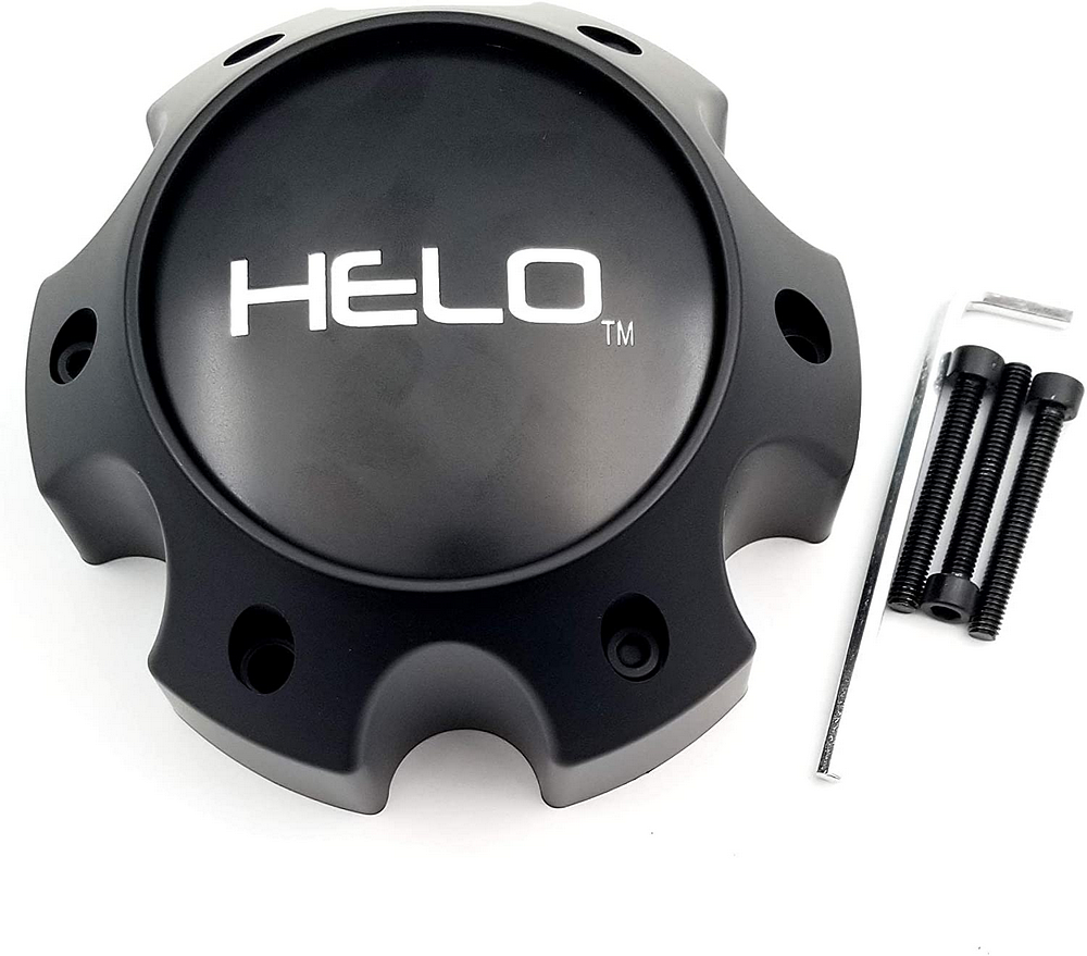 Part 1079L145HE1SB-H42: Helo Replacement Center Cap | Satin Black / Chrome