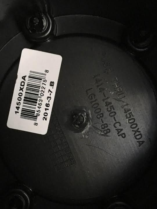XD 14500XDA center cap rear identification label and molded part number