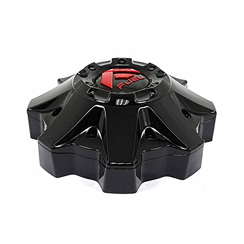 Pre-owned Fuel Gloss Black/Red Logo wheel center cap, part 1002-49GBQ