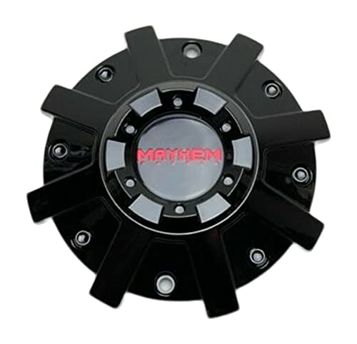 Mayhem Gloss Black/Red Logo wheel center cap, part C108104BR