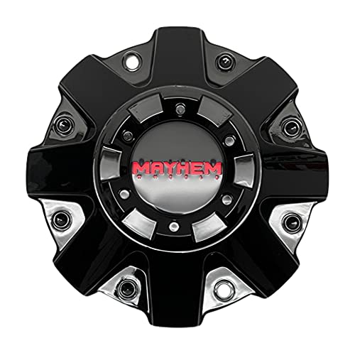 Mayhem Gloss Black/Red Logo wheel center cap, part C108015BR01