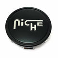 Pre-owned Niche Matte Black/Silver Logo wheel center cap, part 1003-24MBS