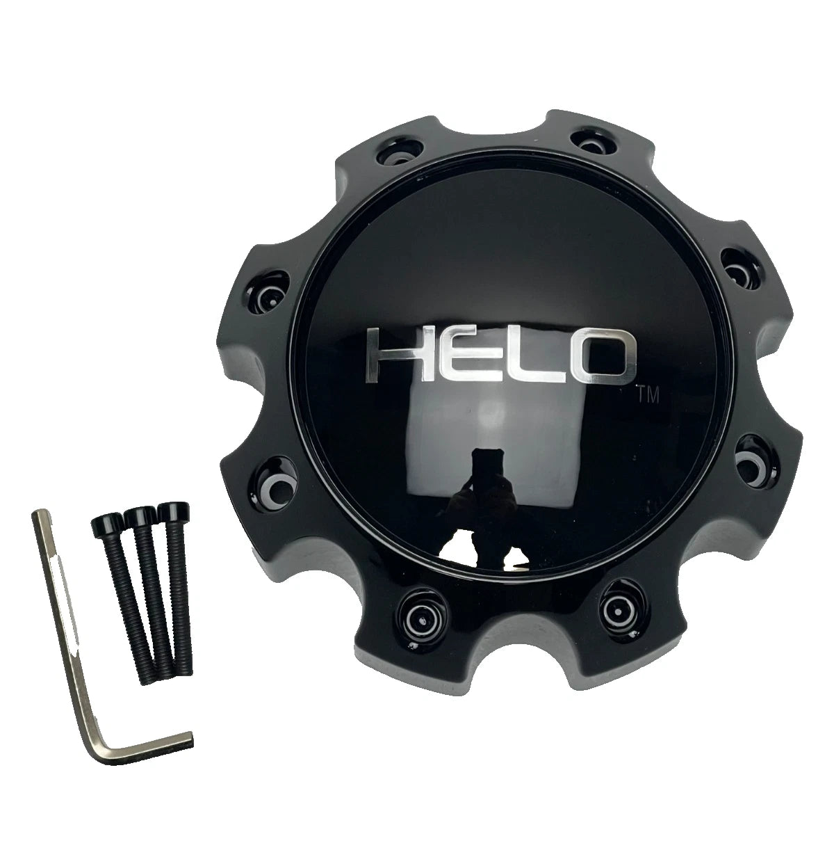 Helo Gloss Black wheel center cap, part 1079L170HE1GB