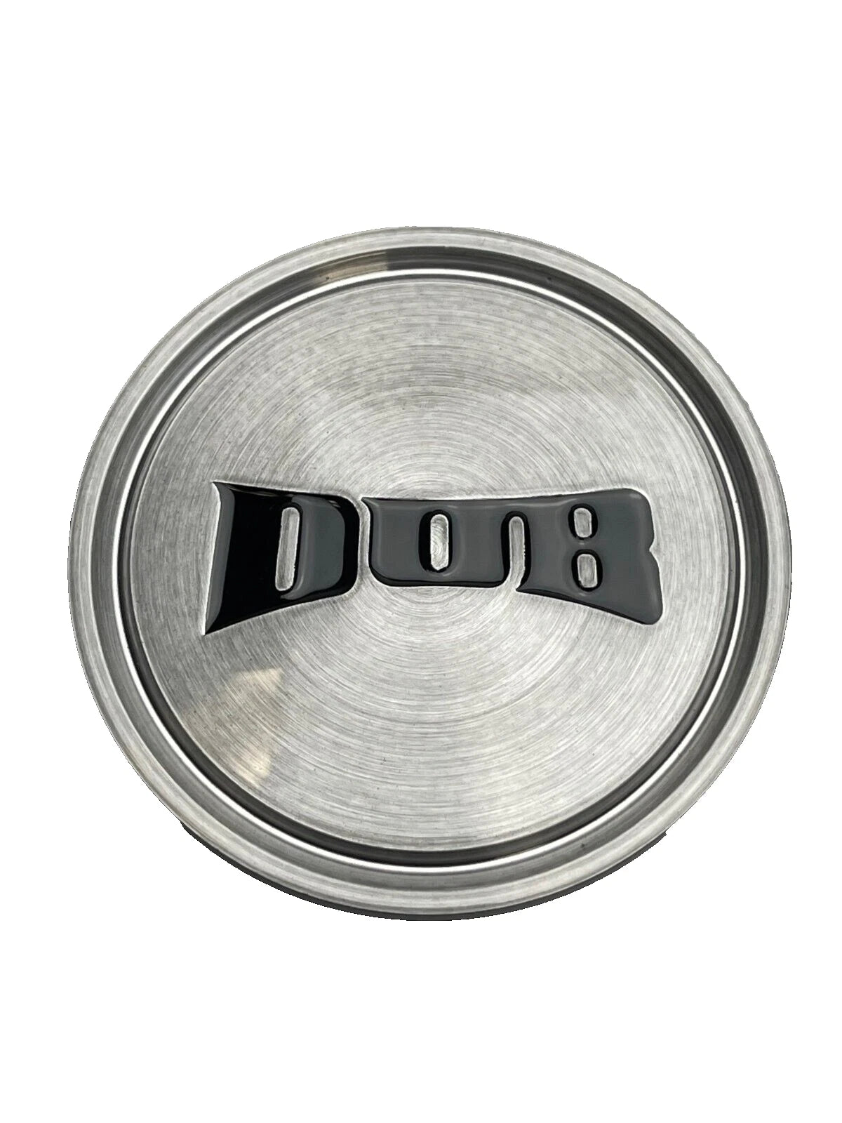 DUB gloss brushed dark tint wheel center cap with gloss black logo, part 1003-05-04LRDT